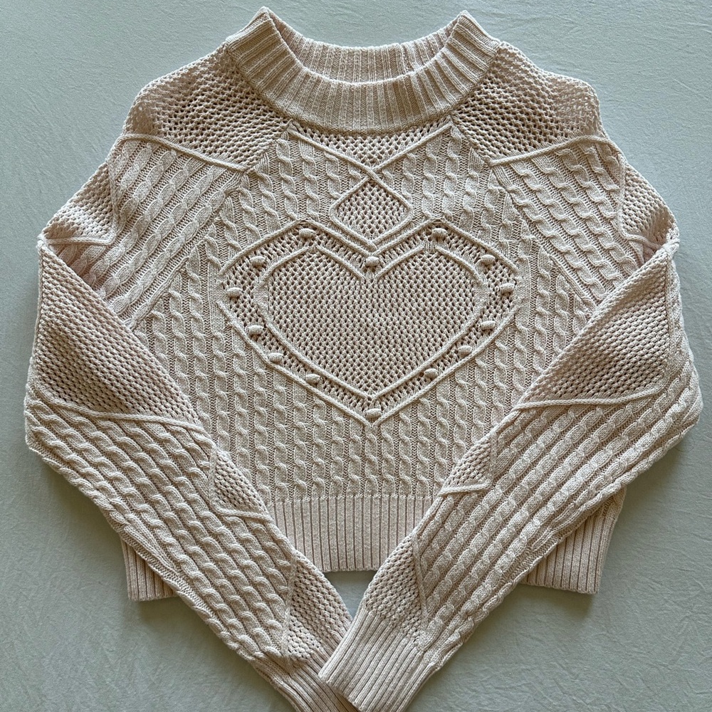 Pacsun Beverly and Beck Cable Knit Heart Sweater